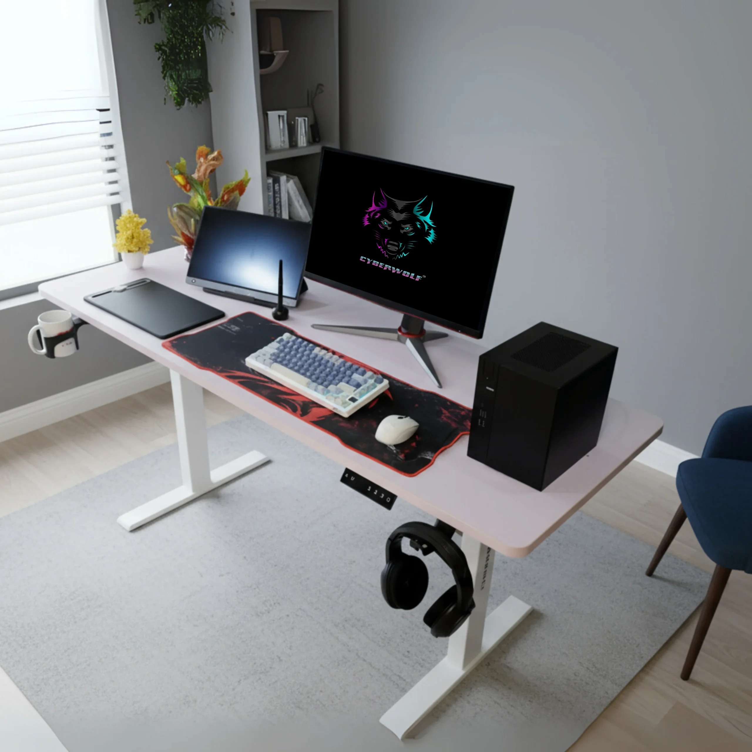 Cyberwolf Hydraulic Gaming Table XXL (1600mm x 600mm) White