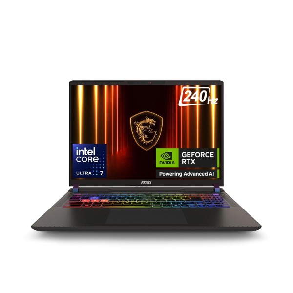 MSI Vector 16 HX AI, Intel Series 2 Core Ultra 7 255HX, 16" QHD+ 240Hz Gaming Laptop (32GB/1TB NVMe SSD/Windows 11 Home/GeForce RTX 5070TI,GDDR7 12GB/Cosmos Grey/2.7Kg), A2XWHG-252IN