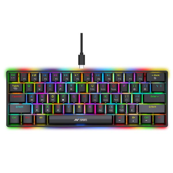 Ant Esports MK1300 V2 Mechnical Wired Gaming keyboard Black Hot-Swappable Per-Key RGB Red Outemu Switches