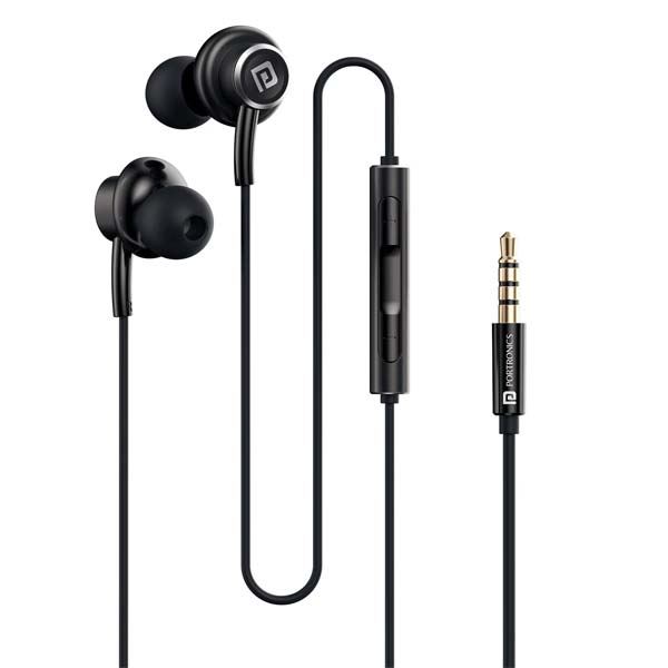 Portronics Conch Sigma A in Ear 3.5mm Aux Wired Earphones (Black)