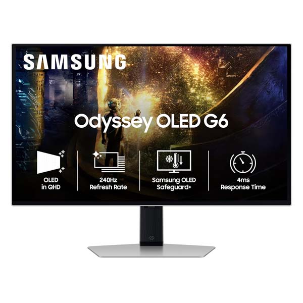 Samsung LS27DG610SWXXL Odyssey G6 OLED 27 Inch Gaming Monitor (Silver)