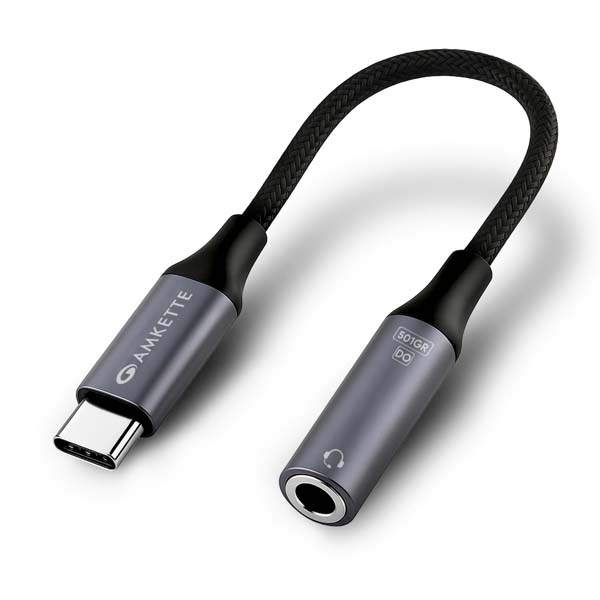 Amkette Type C to 3.5mm Audio Jack Connectorr - (Grey)