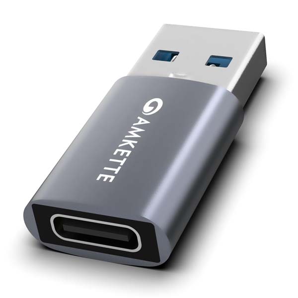 Amkette USB 3.0 Type C Female to USB A Male Adapter - (Grey)