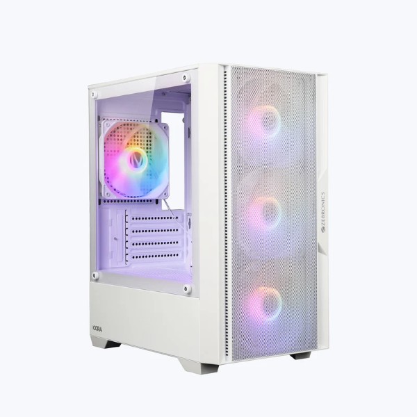 Zebronics ZEB-CORA Mid-Tower Gaming Cabinet White