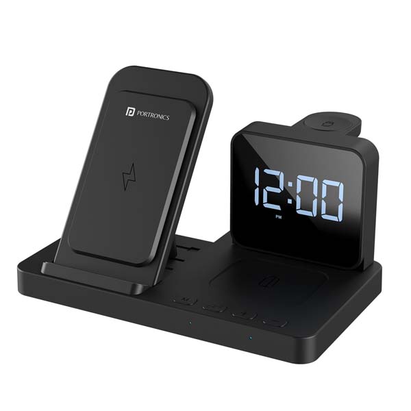 Portronics Bella 15 W 3 in 1 Wireless Charger for iPhone (Black)