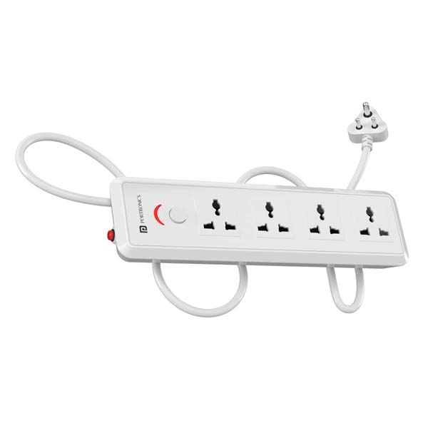 Portronics Power Plate 11 1500W Extension Board with 4 Power Sockets (White)