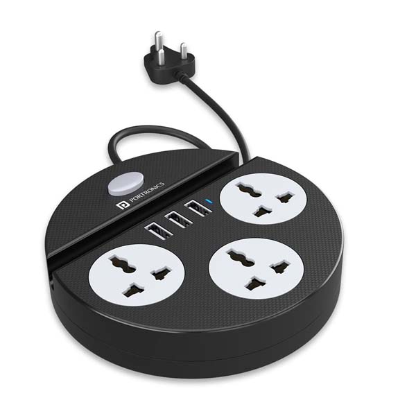 Portronics Power Plate 5 1500W 3 Socket Extension Boards (Black)