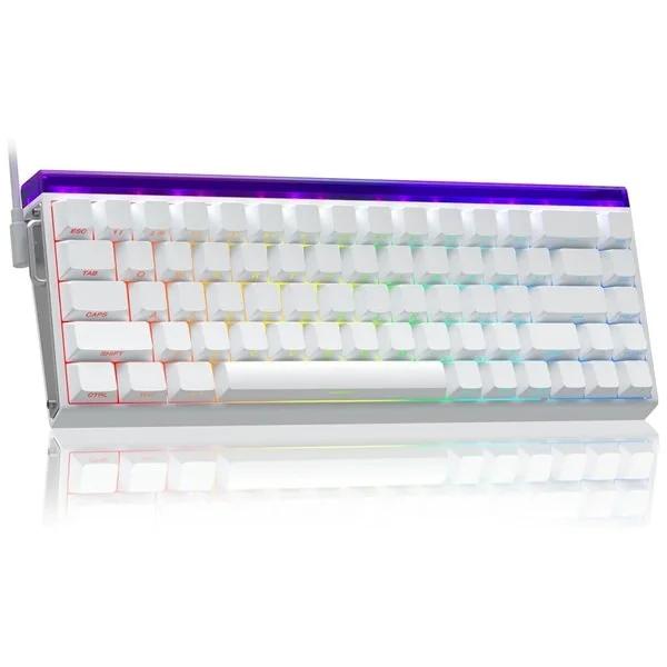 AULA Hero 68HE 60% Side Printed PBT Keycaps Wired Gaming Keyboard | White Side Engraved Keycaps – Meteor Magnetic Switch (HERO68WM)