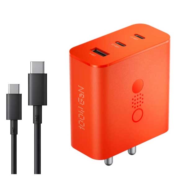CMF BY NOTHING 100 W Power GaN 5 A 3 Port Mobile Charger with Detachable Cable (Orange, Cable Included)