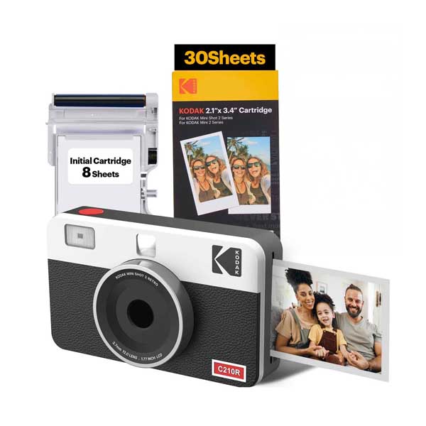 KODAK MINI SHOT 2 RETRO 2IN1 + 38 SHEETS BUNDLE (WHITE/BLACK)