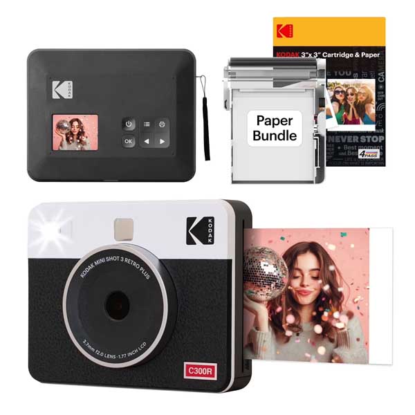 KODAK Mini Shot 3 Retro 3x3” Instant Digital Camera & Photo Printer 38 Sheets 2-in-1 Portable Print Camera (White)