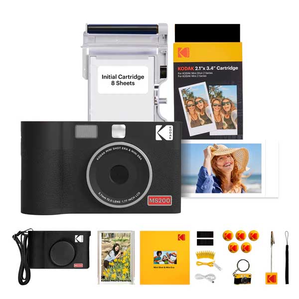 Kodak Mini Shot 2 ERA 2-in-1 Instant Camera Printer Cartridge Bundle (2.1x3.4) Inches + 38 sheets + Gift (Black)
