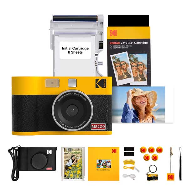 Kodak Mini Shot 2 ERA 2-in-1 Instant Camera Printer Cartridge Bundle (2.1x3.4) Inches + 38 sheets + Gift (Yellow)