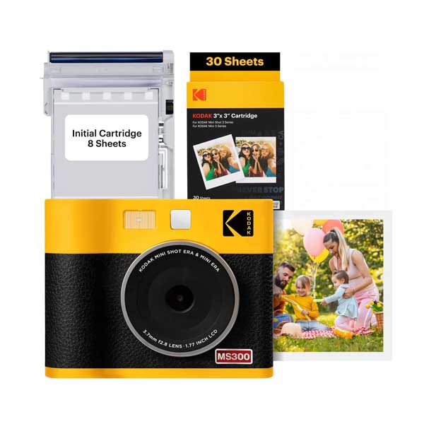Kodak Mini Shot 3 Era 2-in-1 Instant Camera And Photo Printer (3x3) (Camera + 38 Sheets) Yellow