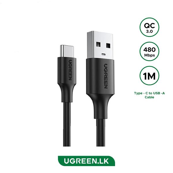 UGREEN US287 USB-A to USB-C Fast Charging Cable 3A Max Black 1m (60116)