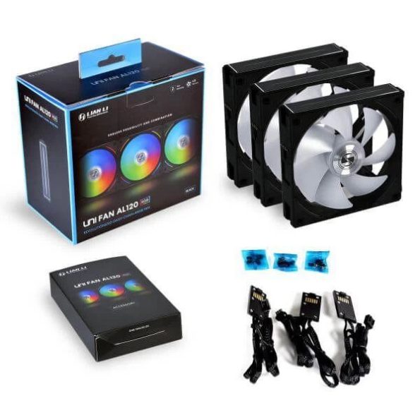 Lian Li UNI Fan AL120 ARGB Black 120mm Cabinet Fan Triple Pack 1