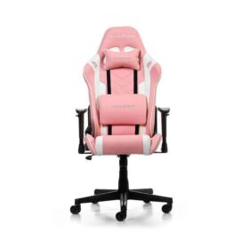DXRacer Prince Series P132 Gaming Chair 1D Armrests with Soft Surface Pink and White 1