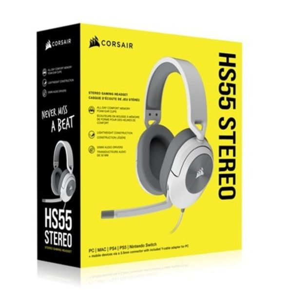 Corsair HS55 STEREO Wired Gaming Headset White 4