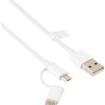 MI 2-in-1 USB Type C Cable (Micro USB to Type C) 30cm for Smartphone, Headphone, Laptop (White)