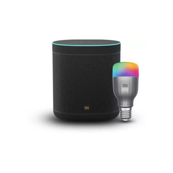 Mi Smart Speaker Google assistant and Mi Smart color bulb combo Pack Black