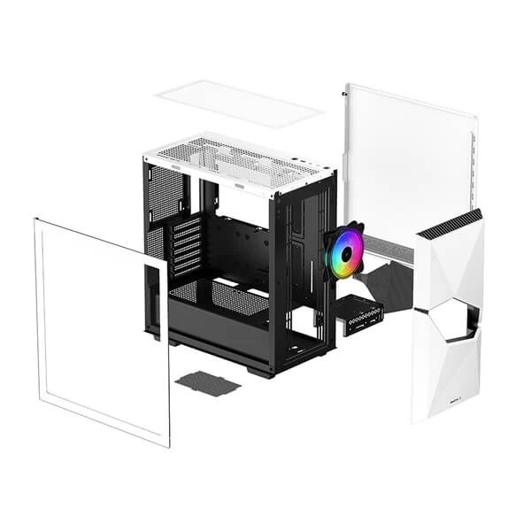 DeepCool Cyclops ARGB E ATX Mid Tower Cabinet With Tempered Glass Side Panel White 8