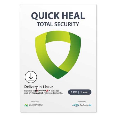 Quick Heal | Total Security | 1 User | 1 Year | AI Based Device Security for Windows PC | Banking and Browsing Protection | Dark Web Monitoring and Parental Control (Email Delivery in 1 Hour- No CD)