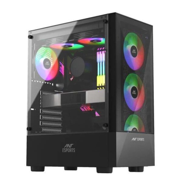 Ant Esports ICE-100 Auto RGB (ATX) Mid Tower Cabinet (Black)