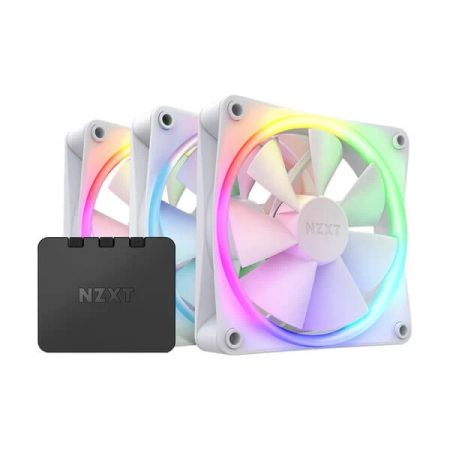 NZXT F120 RGB Core 120mm Cabinet Fan With RGB Controller - White (Triple Pack)