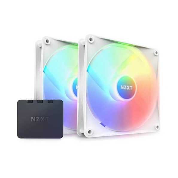 NZXT F140 RGB Core White 140mm PWM Cabinet Fan With RGB Controller (Dual Pack)