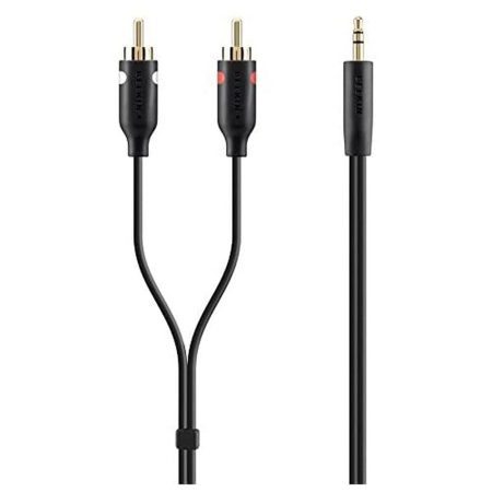 Belkin F3Y116BT2M 2-Meter Stereo to RCA Portable Audio Cable for Smartphone (Black/Gold)