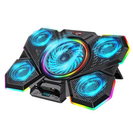 CLAW Glacier F13 - RGB Laptop Cooling Pad with 5 Motor Fan and Adjustable Height (Black)