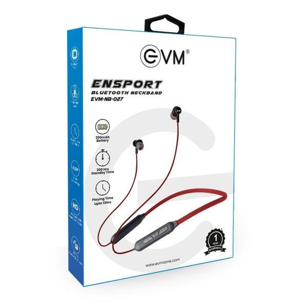 EVM Ensport EVM-NB-027 Bluetooth neckband with A2DP Audio Technology, CVC Noise Cancellation Technology (Black & Brown)