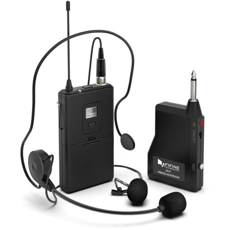 FIFINE Wireless Microphone System, Wireless Microphone Set with Headset/Lavalier Lapel Mics (K037B)