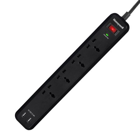 Honeywell 4 Socket Surge Protector with 2 USB Extension Board