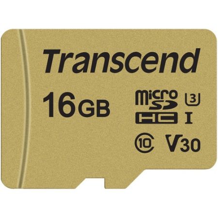 Transcend 16GB 500S UHS-I microSDHC Memory Card with SD Adapter