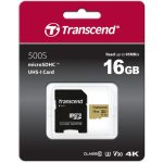 Transcend 16GB 500S UHS-I microSDHC Memory Card with SD Adapter 1