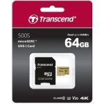 Transcend 64GB 500S UHS-I microSDXC Memory Card with SD Adapter 1
