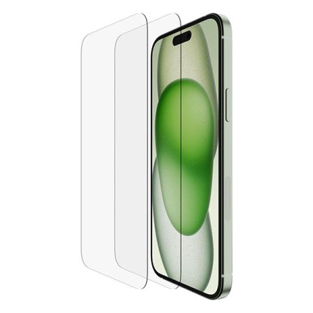 Belkin Tempered Glass Screen Protector Guard for iPhone 15 Plus (2 Pack)