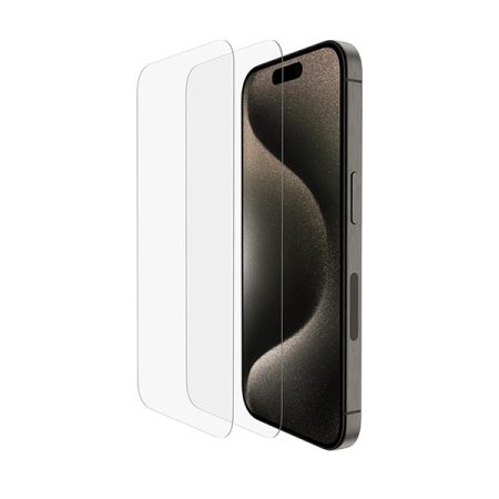 Belkin Tempered Glass Screen Protector Guard for iPhone 15 Pro (2 Pack)