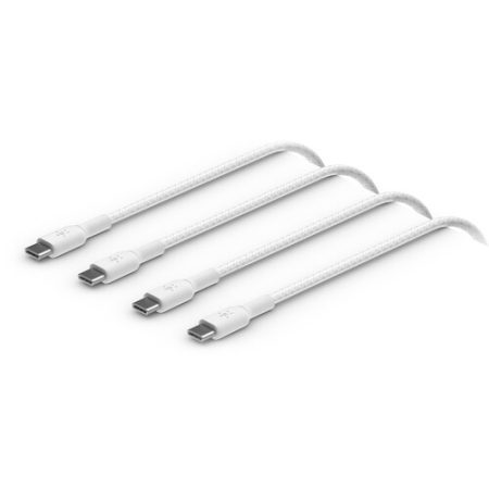 Belkin USB-C to USB-C Braided Cable (6.6', White, 2-Pack)