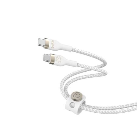 Belkin X Disney, Special Disney 100 Edition, USB-C to USB-C Braided 6.6 feet (2 meters) 60W PD, Fast Charge and Sync Type C Cable for USB-C Devices, USB-IF certified - White & Gold