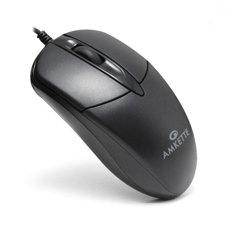 Amkette Kwik Pro 8 Wired USB Mouse with 3 Buttons for PC/Laptop (Black)