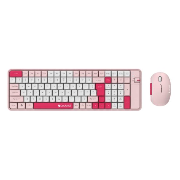 Coconut Diamond Wireless Keyboard Mouse Combo (Pink White)