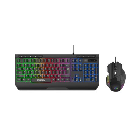 Coconut Fury Gaming Keyboard Mouse Combo, Rainbow Backlighting, 19 AntiGhosting Keys (Black)