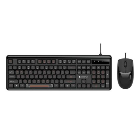 Coconut K28 Velvet Wired Keyboard Mouse Combo (Black)