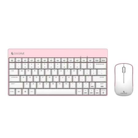 Coconut Mini Desire Wireless Keyboard Mouse Combo (White Pink)