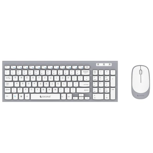 Coconut Onyx Wireless Combo, 96 Keys, Quite Keyboard,3 Button Mouse (White)