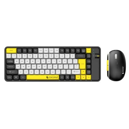 Coconut Pearl Wireless Keyboard Mouse Combo (Yellow Black)