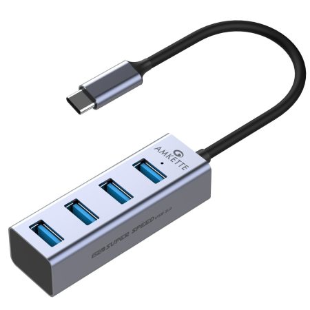 Amkette Type-C 4 Port USB 3.0 Hub (Grey)