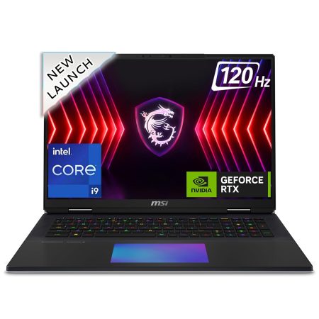 MSI Titan 18 HX, Intel 14th Gen. i9-14900HX, 45.72CM UHD+ MiniLED 120Hz Gaming Laptop(64GB/2TB NVMe SSD/Windows 11 Home/NVIDIA GeForce RTX 4080, /Core Black/3.6Kg), A14VHG-207IN